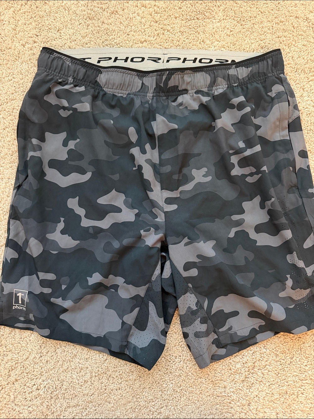 1st Phorm Grey Black Camo Athletic Shorts